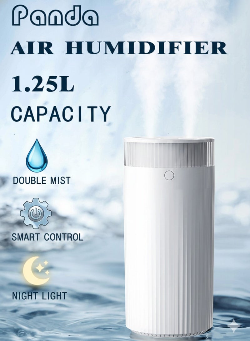 باندا مرطب بالموجات فوق الصوتية للعلاج بالروائح، رذاذ نانوي فعال لتغطية الترطيب 300 قدم مربع، سعة 1.25 لتر لمقاومة تلوث المياه، الترطيب في أي وقت وفي أي مكان، تشغيل صامت، رذاذ مزدوج الفم، حجم رذاذ ثلاثي السرعات، ضوء ليلي، ضوء جو دافئ، مناسب لسيناريوهات مختلفة - Image 1